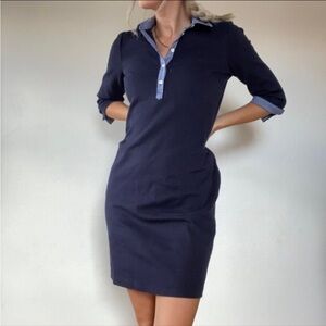 Navy Blue Women Long Polo Dress